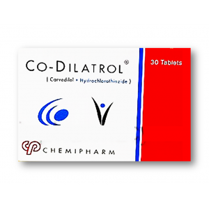CO - DILATROL ( CARVEDILOL 25 MG + HYDROCHLOROTHIAZIDE 12.5 MG ) 30 TABLETS